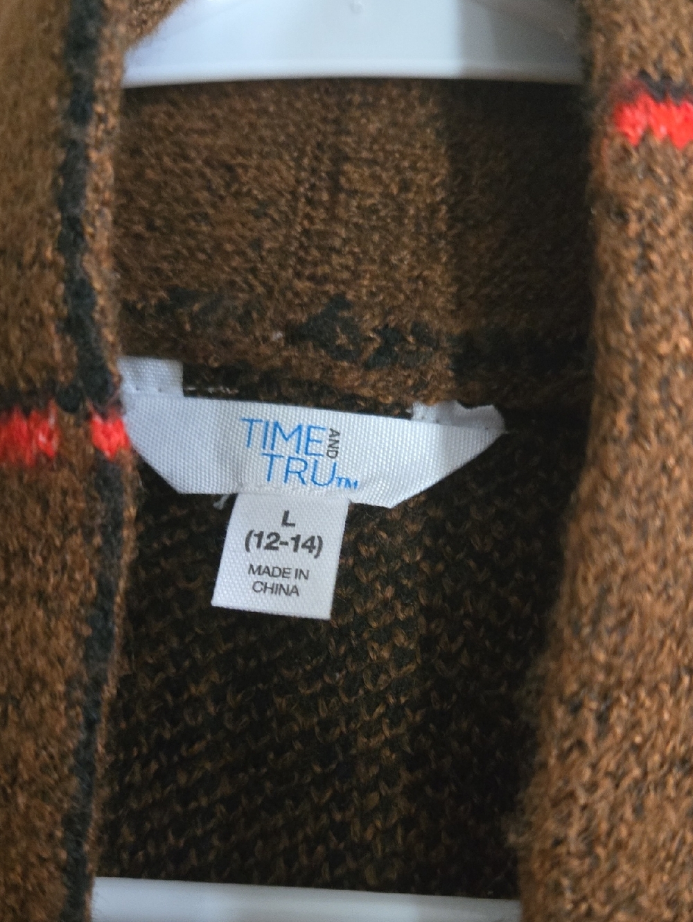Time and Tru Brown Belted Knit Cardigan With Belt - Picture 2 of 7
